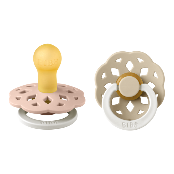 BIBS - Set 2 suzete fosforescente Boheme Glow Latex, tetina rotunda, 0 luni +-Blush/Vanilla [1]