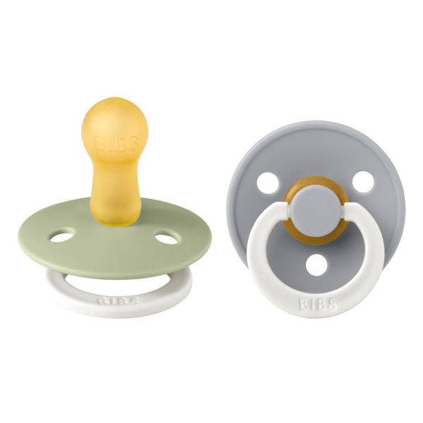 BIBS - Set 2 suzete fosforescente Colour Glow Latex, tetina rotunda, 6 luni +-Sage/Cloud [1]