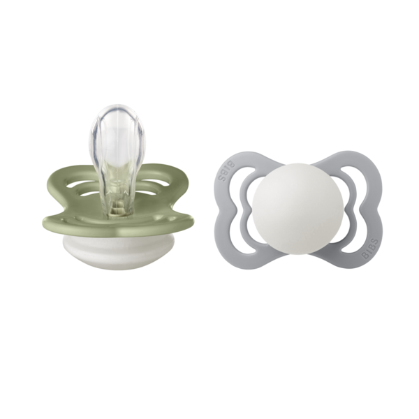 BIBS - Set 2 suzete Supreme Fosforescente GLOW Silicon, tetina simetrica, 0 luni + [1]