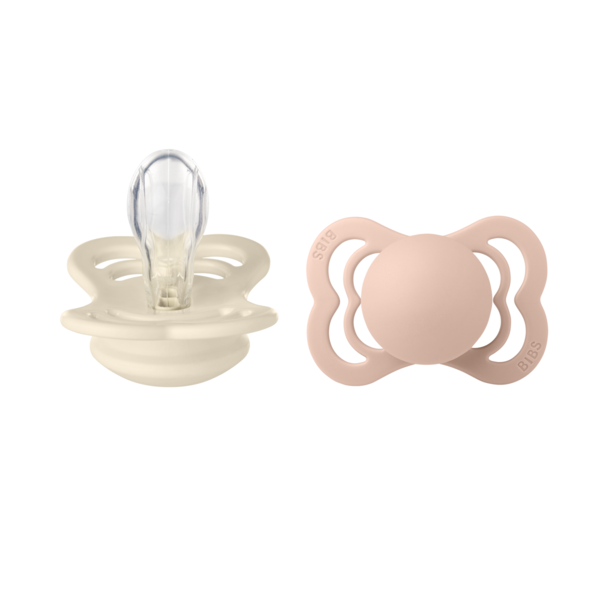 BIBS - Set 2 suzete Supreme Silicon, tetina simetrica, 0 luni + [1]