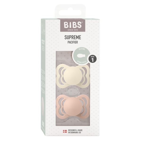 BIBS - Set 2 suzete Supreme Silicon, tetina simetrica, 0 luni + [3]