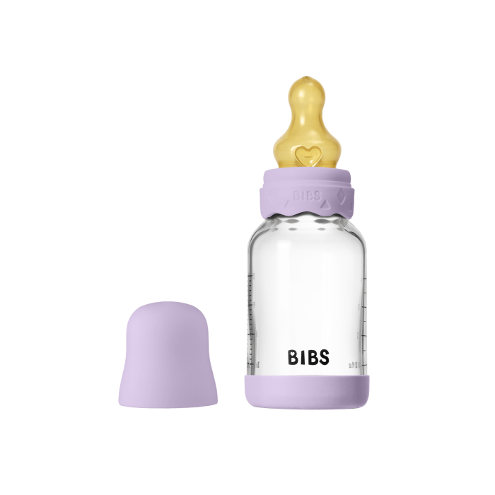 BIBS - Set complet biberon Boheme din sticla anticolici cu tetina din latex, flux lent, 120 ml, Violet Sky [1]