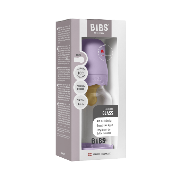 BIBS - Set complet biberon Boheme din sticla anticolici cu tetina din latex, flux lent, 120 ml, Violet Sky [5]