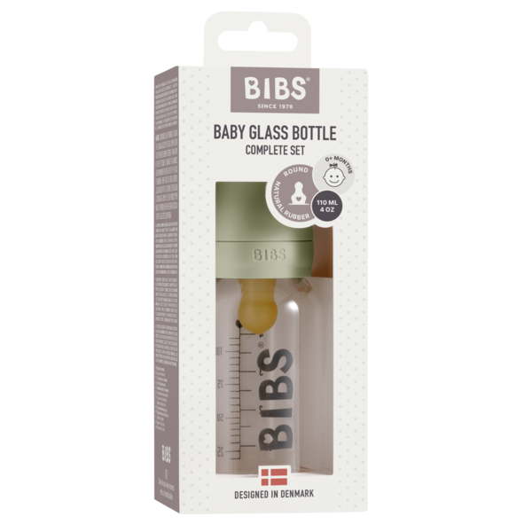 BIBS - Set complet biberon din sticla anticolici, 110 ml, Sage [2]