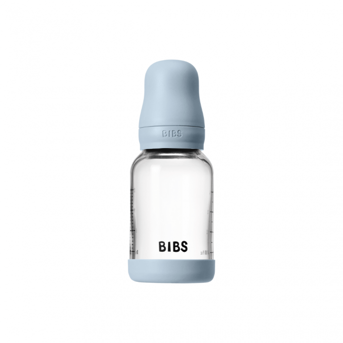 BIBS - Set complet biberon din sticla anticolici cu tetina din latex, flux lent, 120 ml, Baby Blue [2]