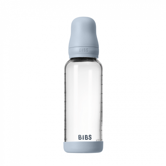 BIBS - Set complet biberon din sticla anticolici cu tetina din latex, flux mediu, 240 ml, Baby Blue [2]