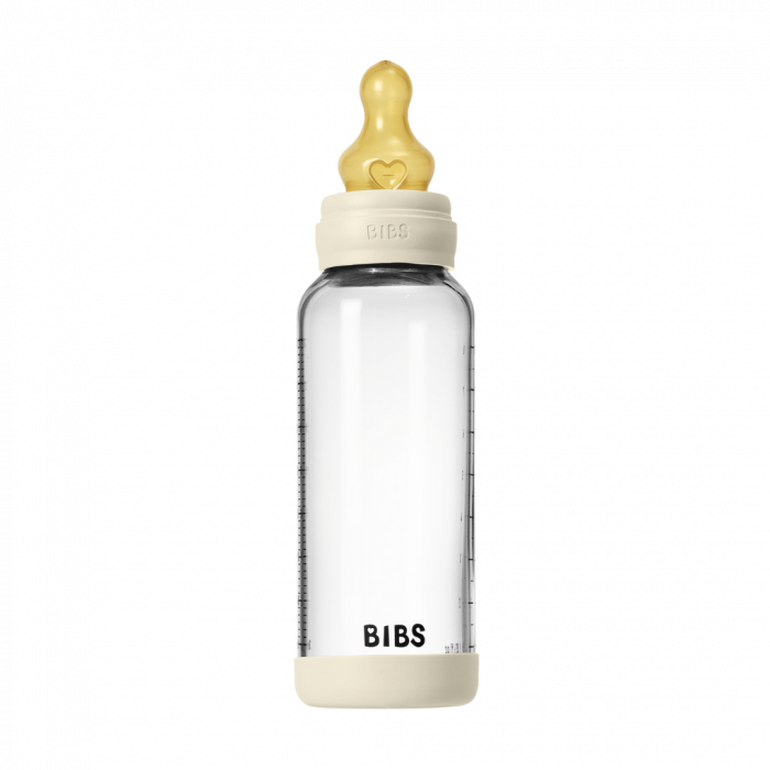 BIBS - Set complet biberon din sticla anticolici cu tetina din latex, flux mediu, 240 ml, Ivory [3]