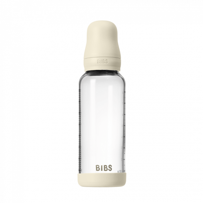 BIBS - Set complet biberon din sticla anticolici cu tetina din latex, flux mediu, 240 ml, Ivory [2]