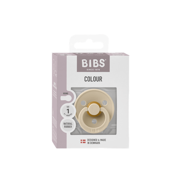 BIBS - Suzeta Colour Latex, tetina rotunda, 0+ luni, ambalaj premium-Vanilla [2]
