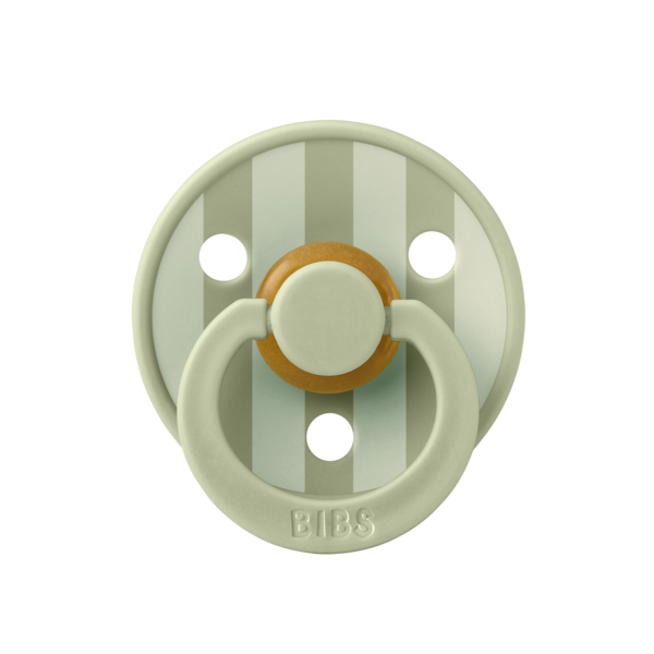 BIBS - Suzeta Colour Studio Collection Stripe Latex, tetina rotunda, 0 luni +-Sage [2]