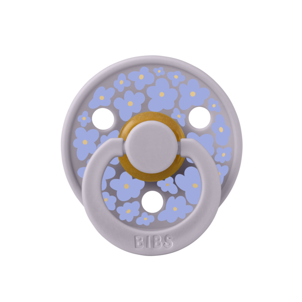 BIBS - Suzeta Studio Colour Flower Latex, tetina rotunda, 6 luni +-Fossil Grey [2]