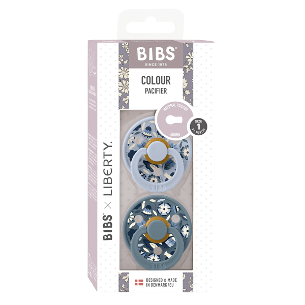 BIBS x LIBERTY - Set 2 suzete Colour Bobo Latex, tetina rotunda, 0 luni+-Dusty Blue/Petrol [3]