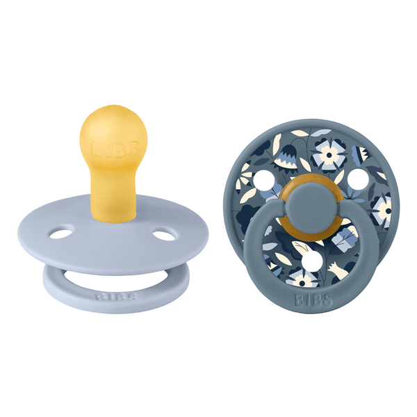 BIBS x LIBERTY - Set 2 suzete Colour Bobo Latex, tetina rotunda, 0 luni+-Dusty Blue/Petrol [1]
