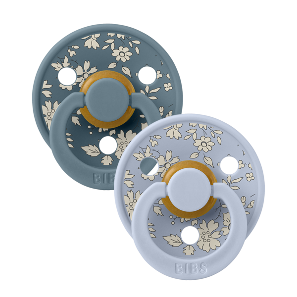 BIBS x LIBERTY - Set 2 suzete Colour Capel Latex, tetina rotunda, 0 luni+-Dusty Blue/Petrol [2]