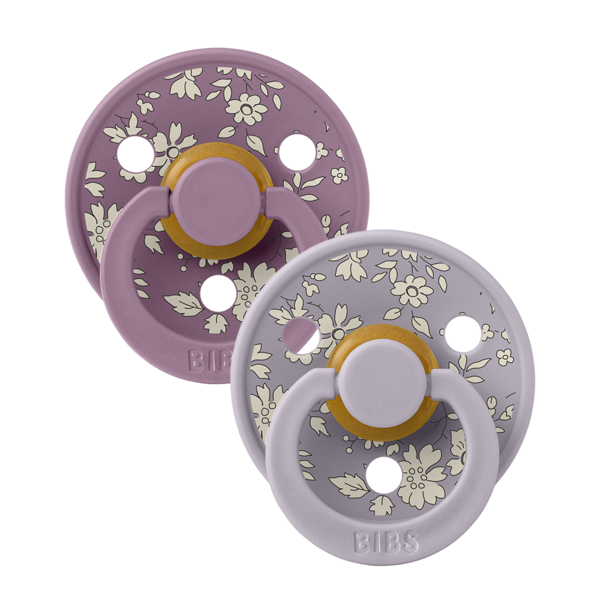 BIBS x LIBERTY - Set 2 suzete Colour Capel Latex, tetina rotunda, 0 luni+-Fossil Grey/Mauve [2]