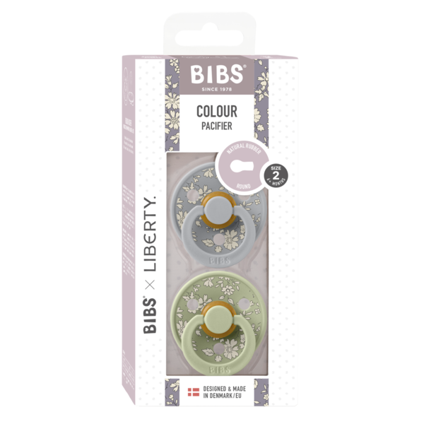 BIBS x LIBERTY - Set 2 suzete Colour Capel Latex, tetina rotunda, 6 luni+-Sage/Cloud [3]