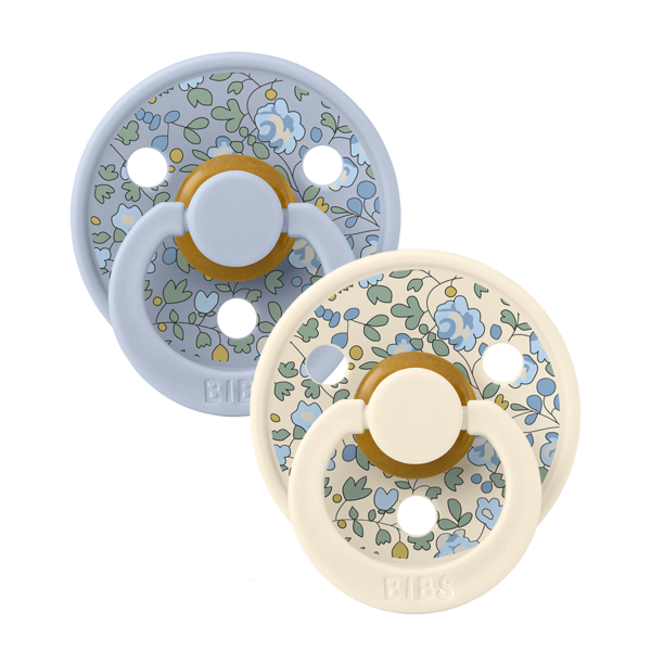 BIBS x LIBERTY - Set 2 suzete Colour Eloise Latex, tetina rotunda, 0 luni+- Dusty Blue/Ivory [2]