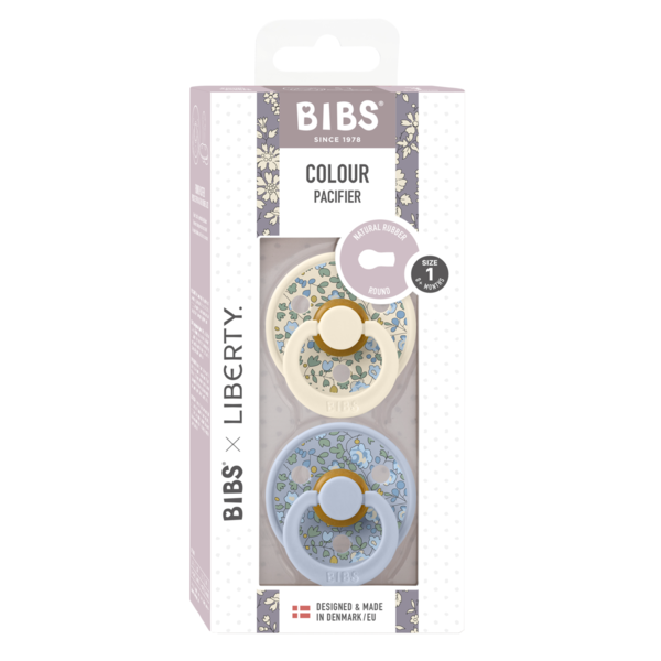 BIBS x LIBERTY - Set 2 suzete Colour Eloise Latex, tetina rotunda, 0 luni+- Dusty Blue/Ivory [3]
