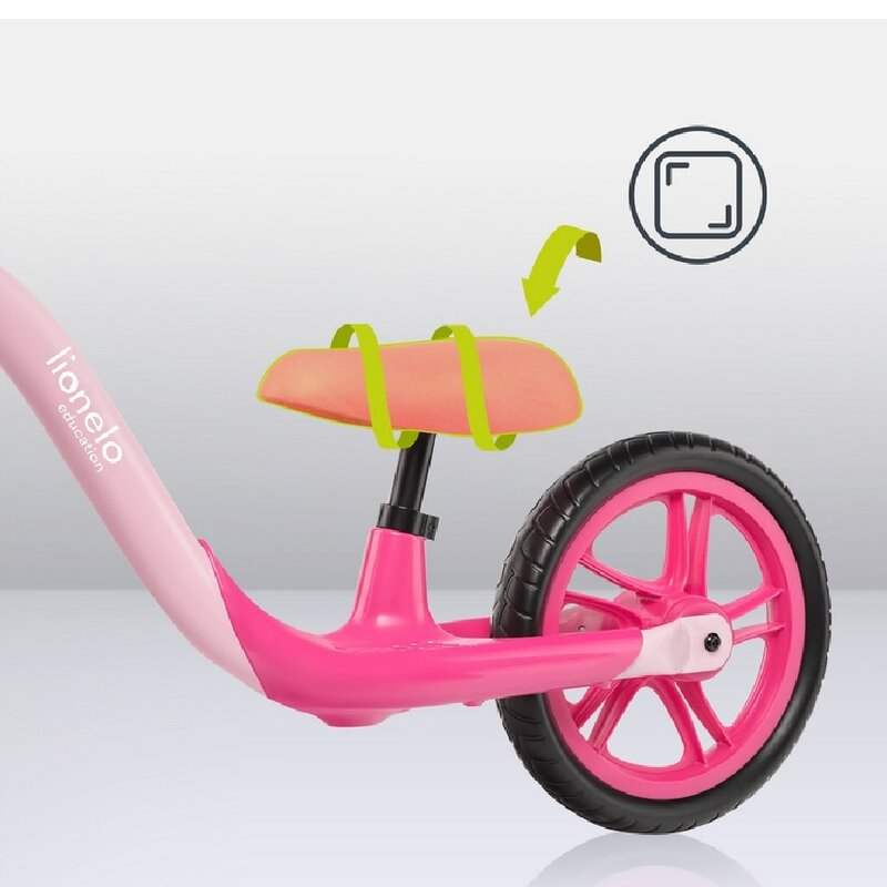 Bicicleta fara pedale, Lionelo, Alex, Usoara, Cu ghidon si sa reglabile, Greutate 3.3 Kg, Cu roti din spuma EVA, 12 inch, Bubblegum [18]