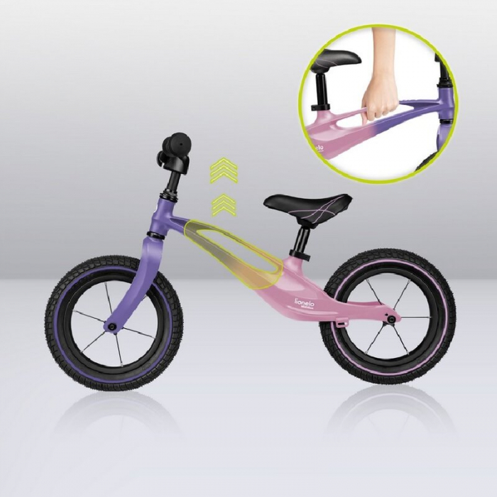 Bicicleta fara pedale, Lionelo, Bart Air, Usoara, Cu roti gonflabile, Cu cadru din magneziu, Cu ghidon si sa reglabile, Greutate 3.8 Kg, 12 inch, Conform cu standardul european de securitate EN71, Pin [21]