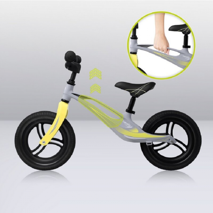 Bicicleta fara pedale, Lionelo, Bart Tour, Usoara, Cu cadru din magneziu, Cu ghidon si sa reglabile, Greutate 3.8 Kg, 12 inch, Conform cu standardul european de securitate EN71, Grey Stone [19]