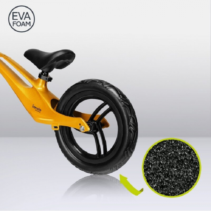 Bicicleta fara pedale, Lionelo, Bart, Usoara, Cu cadru din magneziu, Cu ghidon si sa reglabile, Greutate 3 Kg, 12 inch, Conform cu standardul european de securitate EN71, Auriu [22]