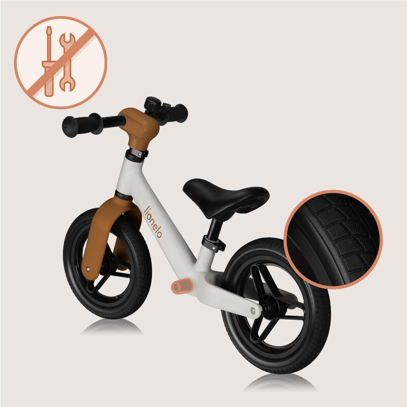 Bicicleta fara pedale, Lionelo, Toni, Cu ghidon si sa reglabile, Ultra usoara, 2.8 Kg, 18 luni+, Sustine 30 kg, Conform cu standardul EN71-1/2/3, Certificata TUV SUD, Bej [16]