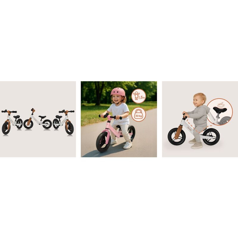 Bicicleta fara pedale, Lionelo, Toni, Cu ghidon si sa reglabile, Ultra usoara, 2.8 Kg, 18 luni+, Sustine 30 kg, Conform cu standardul EN71-1/2/3, Certificata TUV SUD, Bej [21]
