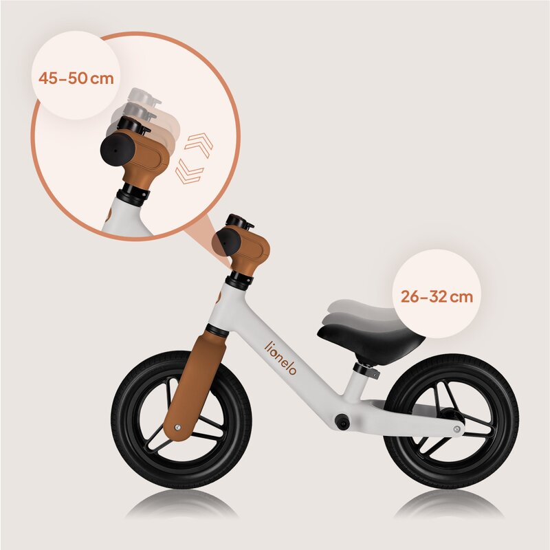 Bicicleta fara pedale, Lionelo, Toni, Cu ghidon si sa reglabile, Ultra usoara, 2.8 Kg, 18 luni+, Sustine 30 kg, Conform cu standardul EN71-1/2/3, Certificata TUV SUD, Bej [15]