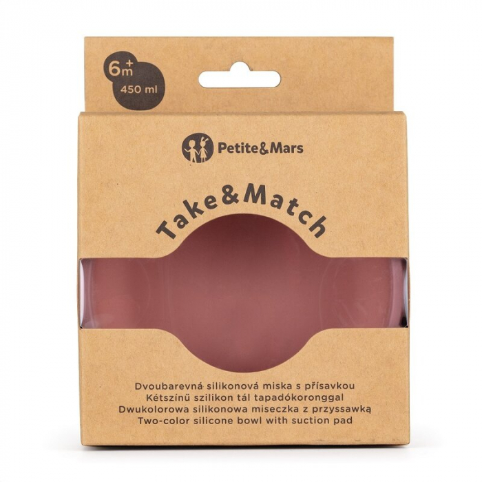 Bol, Petite&Mars, Take&Match, Cu ventuza, Silicon, Fara BPA, 450 ml, 6 luni+, Roz [4]