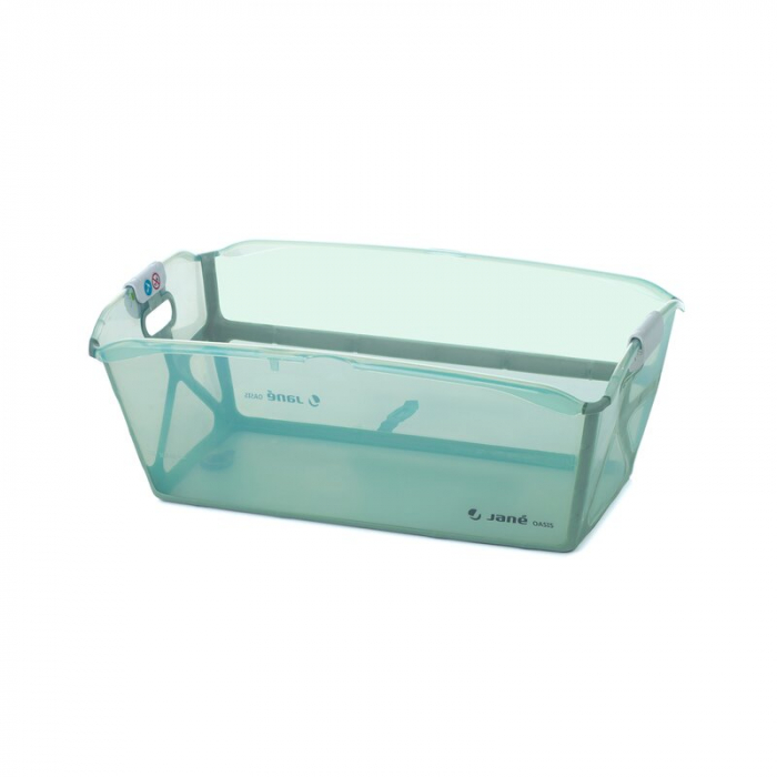 Cadita de baie cu pliere ultra-compacta, Jane, Oasis, Cu doua manere, 68 x 42 x 26 cm, Conform cu standardul european de siguranta EN 17072:2018, Botanic [1]