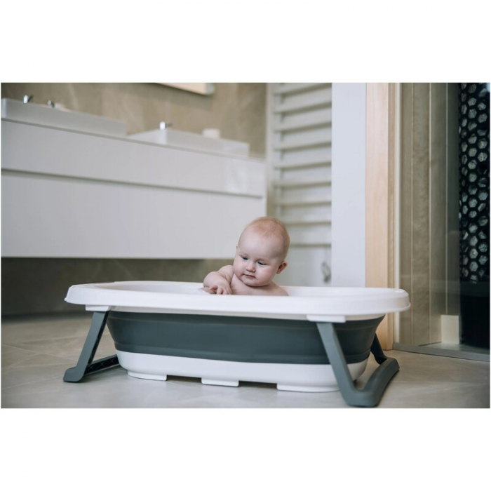Cadita pliabila, FreeON, Cu dop cu indicator de temperatura, Conform cu standardul european de securitate EN 17072:2018, 78x49x21 cm, Grey [5]