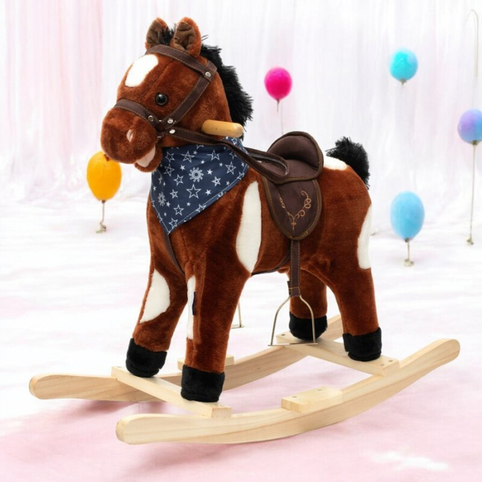 Calut balansoar din plus, Baby Mix, Arthur, Cu efecte de miscare a gurii, Cu melodie de cowboy si efect de galop, Maro Deschis [4]