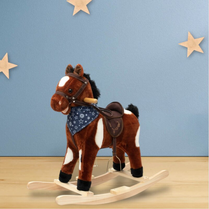 Calut balansoar din plus, Baby Mix, Arthur, Cu efecte de miscare a gurii, Cu melodie de cowboy si efect de galop, Maro Deschis [3]