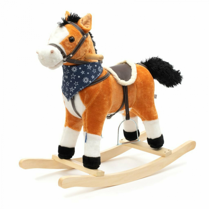 Calut balansoar din plus, Baby Mix, Cu efecte de miscare a gurii si a cozii, Cu melodie de cowboy si efect de galop, Maro Deschis [1]