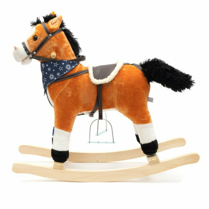 Calut balansoar din plus, Baby Mix, Cu efecte de miscare a gurii si a cozii, Cu melodie de cowboy si efect de galop, Maro Deschis [7]