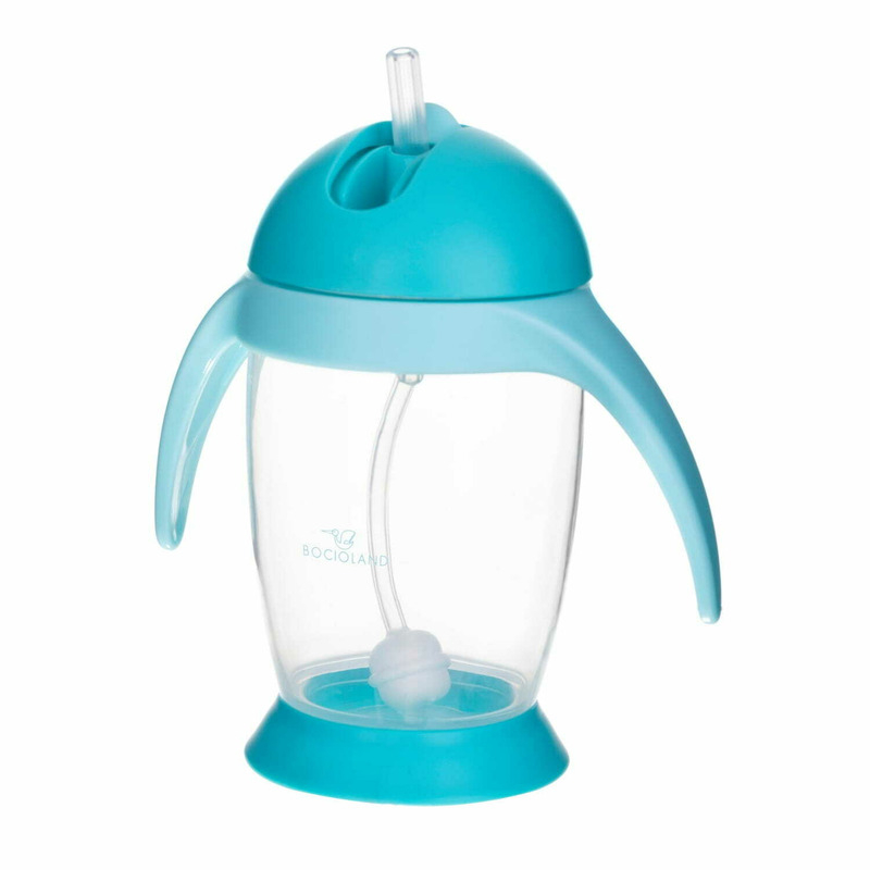 Cana de apa, Bocioland, Cu pai si manere, 300 ml, 6 luni+, Blue [1]