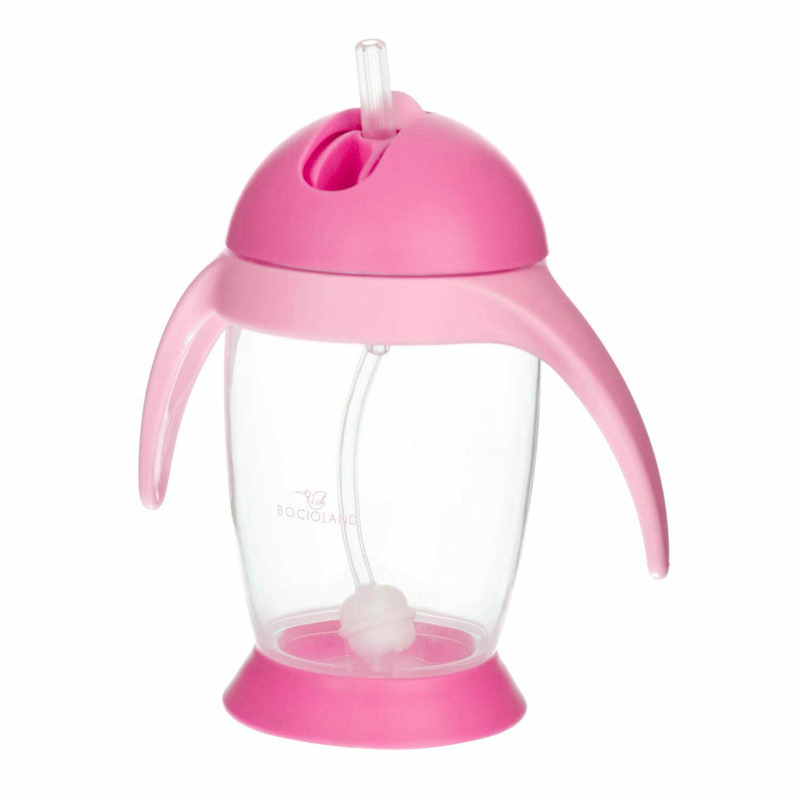 Cana de apa, Bocioland, Cu pai si manere, 300 ml, 6 luni+, Pink [1]