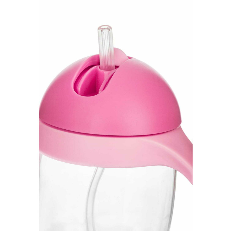 Cana de apa, Bocioland, Cu pai si manere, 300 ml, 6 luni+, Pink [3]