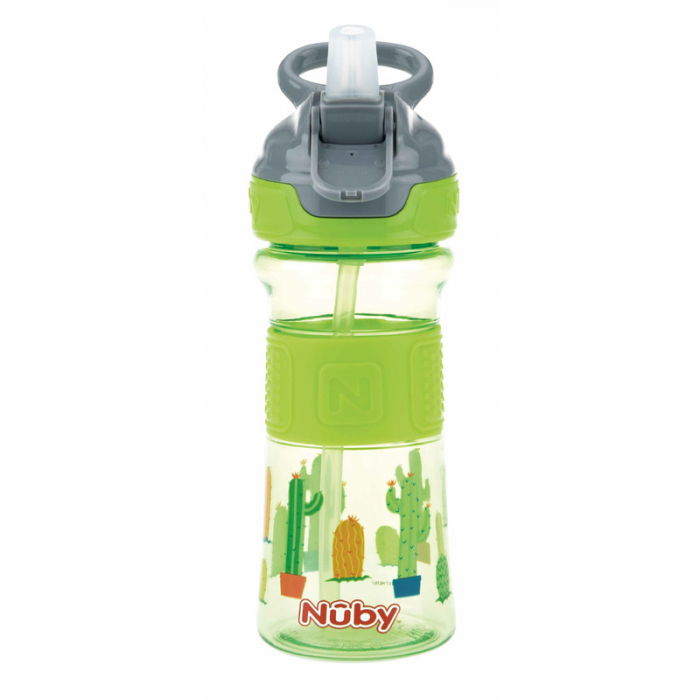 Cana sport, Nuby, Cu pai moale si pliabil, Din materialul ecologic tritan, Rezistenta, 360 ml, 3+ ani, Verde [1]