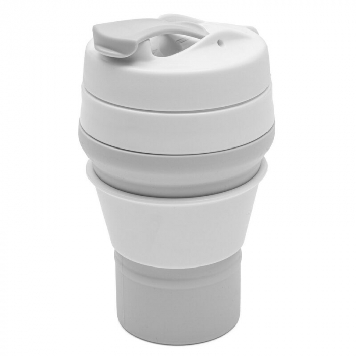 Canuta pliabila, New Baby, Poate fi agatata la carucior, rucsac sau geanta, Perfecta pentru calatorii, Din silicon, Fara BPA, Capacitate 350 ml, Grey [1]