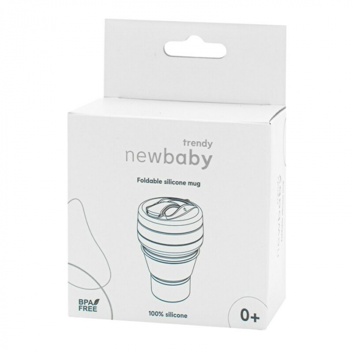 Canuta pliabila, New Baby, Poate fi agatata la carucior, rucsac sau geanta, Perfecta pentru calatorii, Din silicon, Fara BPA, Capacitate 350 ml, Grey [4]
