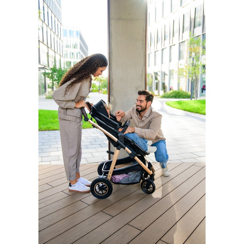 Carucior 2 in 1, Lionelo, Amber, Cadru aluminiu, Cu landou intarit si salteluta moale, Reversibil, Maner ajustabil, Huse pentru picioare, ploaie, Plasa de tantari, Geanta parinti, Pana la 22 kg, EN188 [30]