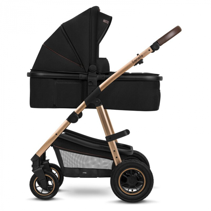 Carucior 2 in 1, Lionelo, Amber, Cadru aluminiu, Cu landou intarit si salteluta moale, Reversibil, Maner ajustabil, Huse pentru picioare, ploaie, Plasa de tantari, Geanta parinti, Pana la 22 kg, EN188 [16]