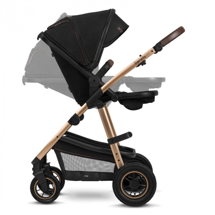Carucior 2 in 1, Lionelo, Amber, Cadru aluminiu, Cu landou intarit si salteluta moale, Reversibil, Maner ajustabil, Huse pentru picioare, ploaie, Plasa de tantari, Geanta parinti, Pana la 22 kg, EN188 [15]