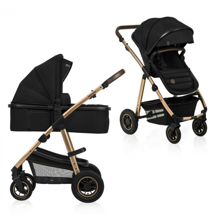 Carucior 2 in 1, Lionelo, Amber, Cadru aluminiu, Cu landou intarit si salteluta moale, Reversibil, Maner ajustabil, Huse pentru picioare, ploaie, Plasa de tantari, Geanta parinti, Pana la 22 kg, EN188 [4]