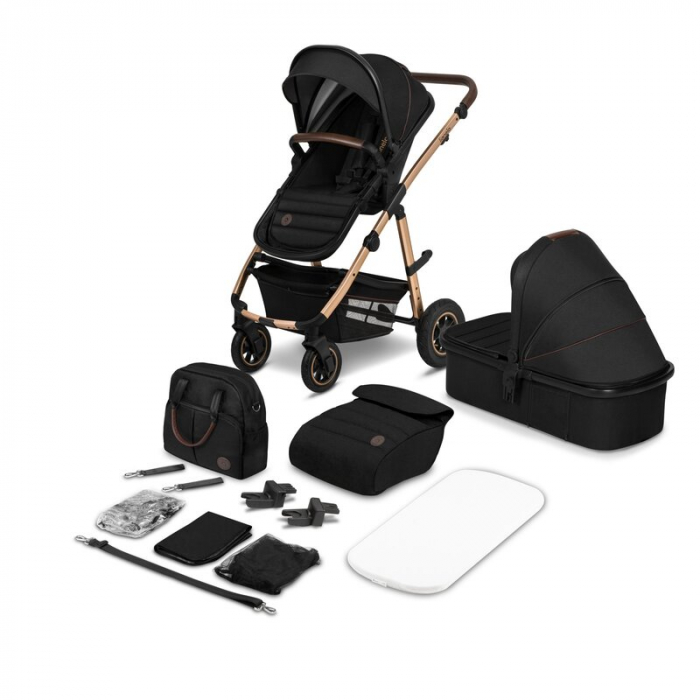 Carucior 2 in 1, Lionelo, Amber, Cadru aluminiu, Cu landou intarit si salteluta moale, Reversibil, Maner ajustabil, Huse pentru picioare, ploaie, Plasa de tantari, Geanta parinti, Pana la 22 kg, EN188 [18]