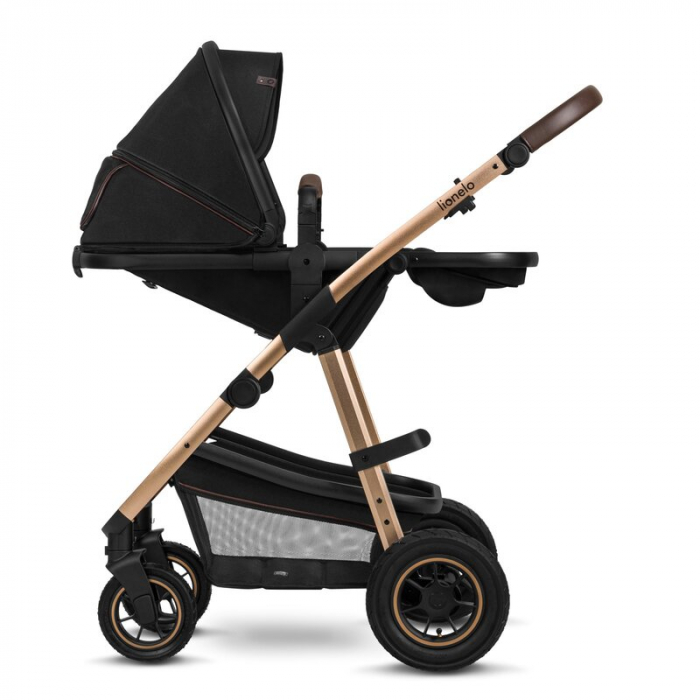Carucior 2 in 1, Lionelo, Amber, Cadru aluminiu, Cu landou intarit si salteluta moale, Reversibil, Maner ajustabil, Huse pentru picioare, ploaie, Plasa de tantari, Geanta parinti, Pana la 22 kg, EN188 [14]
