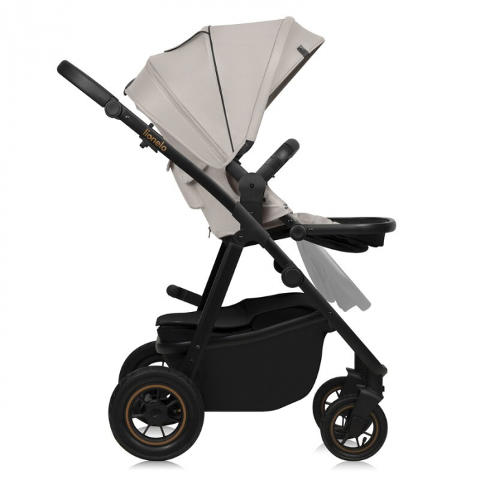 Carucior 2 in 1, Lionelo, Amber Plus, Cadru aluminiu, Cu landou intarit si salteluta moale, Reversibil, Maner ajustabil, Cu accesorii, Cu ventilatie panoramica 3D, Pana la 22 kg, EN1888-1, EN1888-2, E [17]