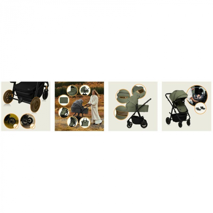 Carucior 2 in 1, Lionelo, Amber Plus, Cadru aluminiu, Cu landou intarit si salteluta moale, Reversibil, Maner ajustabil, Cu accesorii, Cu ventilatie panoramica 3D, Pana la 22 kg, EN1888-1, EN1888-2, E [39]